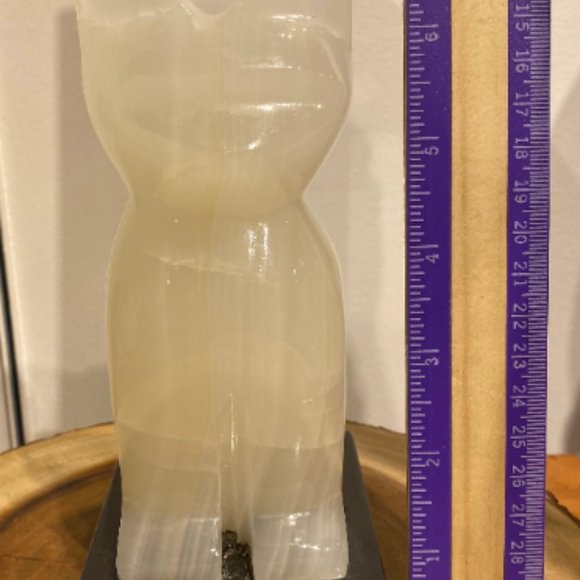 White Onyx Cat Lamp with Bulb and Cord - Picture 4 of 6